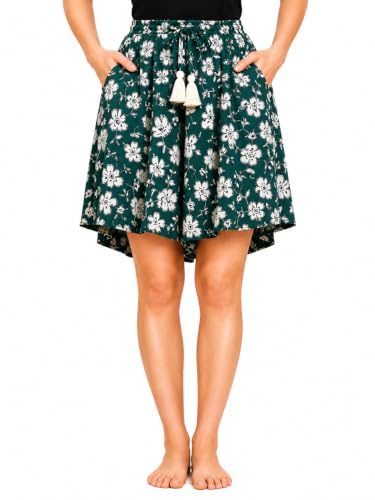Image of B STORIES Women's Ultra-Soft Printed 100% Viscose Culotte Shorts | Soft Casual High Waist Lounge Shorts | Girls Ladies Stylish Quirky Casual Summer Beach Bottoms (S-XXL)