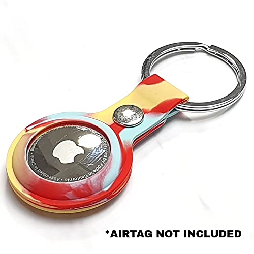 Image of Riggear Silicone Key Ring Holder Case Cover Compatible with Apple Airtag (Multicolor 2)
