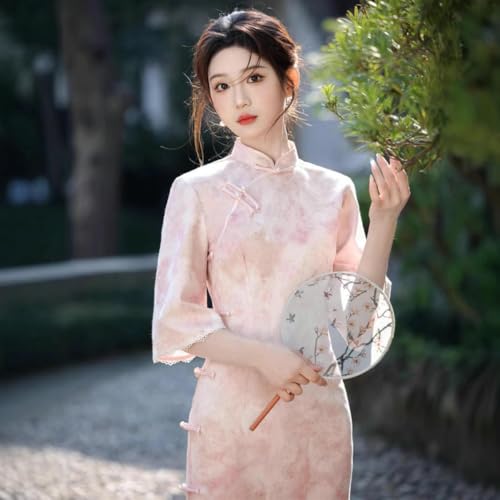 Robe Cheongsam coupe ajustée confortable et non transparente - 4