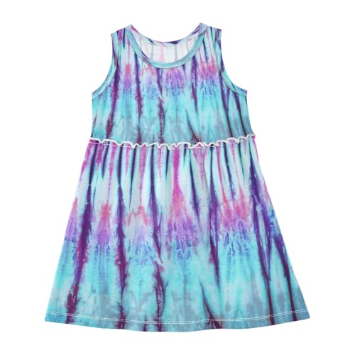 Girls Tie Dye Dress Sleeveless Dress Summer Cotton Sundress 6Y