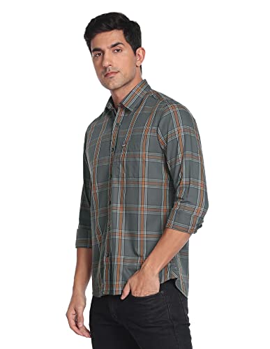 Image of Arrow Men's Cotton Checkered Slim Fit Shirt