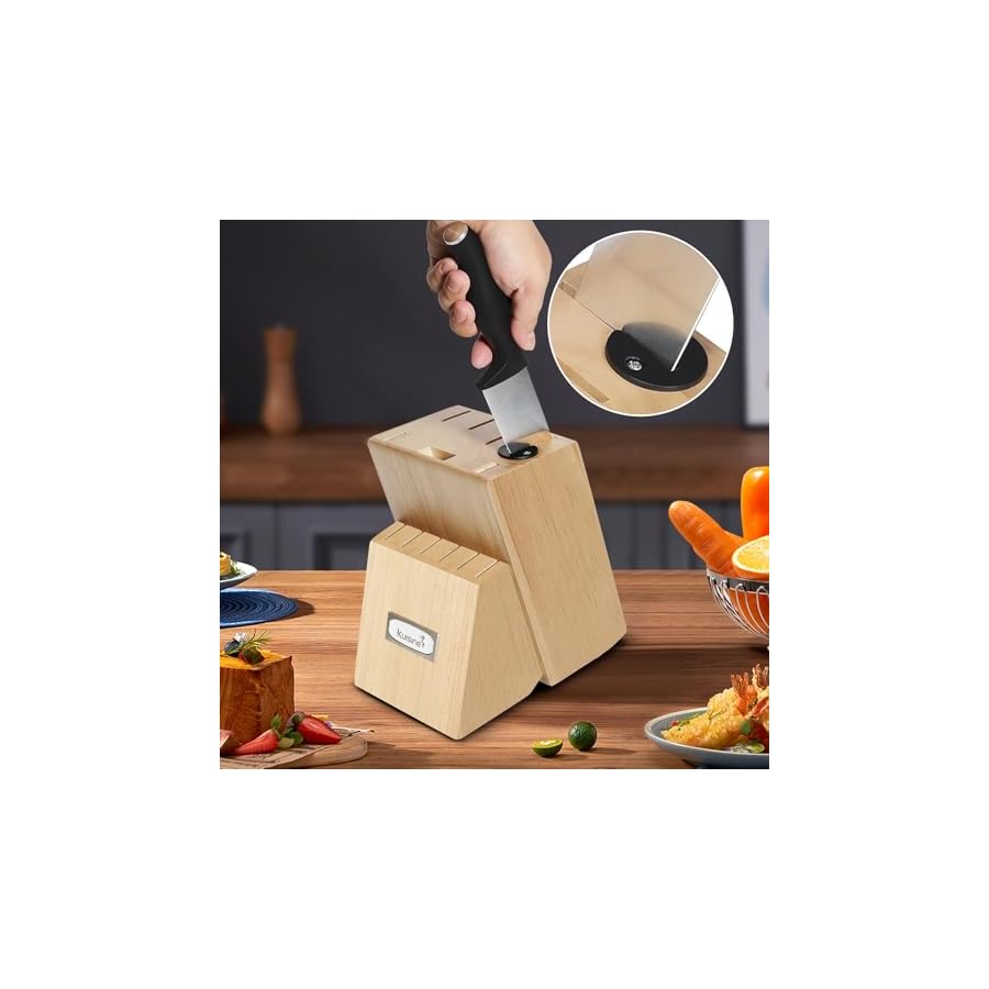 Kuisine-Kitchen-Chef-Knife-SetForged-Stainless-Steel-Ultra-Sharp-Blade-Ergonomic-HandleKitchen-Knives-Set-with-Block-Built-in-Sharpener Kuisine Kitchen Chef Knife Set,High Carbon Stainless Steel Ultra Sharp Blade Ergonomic Handle,Knife Set with Block Built-in Sharpener(15PCS,Black)