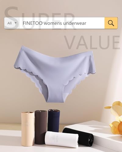 Image of FINETOO 6 pack Seamless Underwear for Women Sexy Low Rise Hipster Wave Edge No Show Bikini Panties Womens Cheeky S-XL