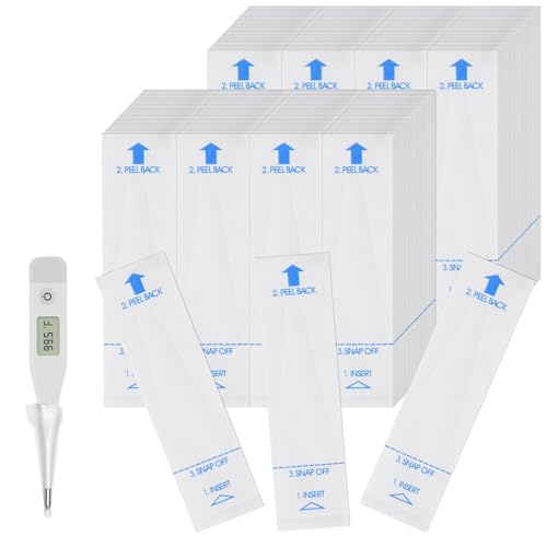 SenseYo 100 Pcs Disposable Digital Thermometer Probe Covers Sleeve Clear Temperature Sheath Sleeves Cover for Oral Armpit Rectal Thermometer