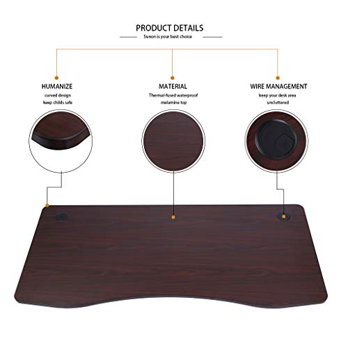Sunon Laminate Table Top Only Executive Office Desk Top Wood Table Top for Height Adjustable Electric Standing Desk Frame (63x29.5 Table Top, Mahogany) - Thumbnail 3