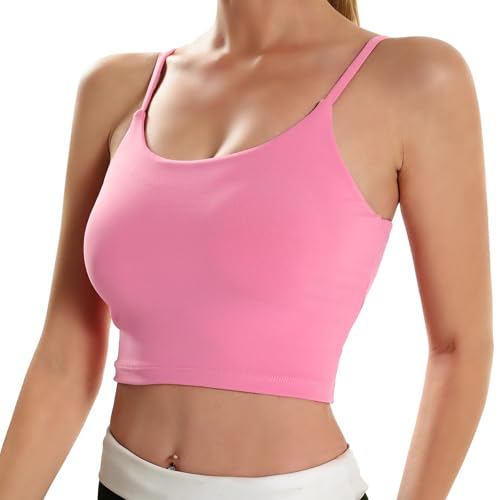 Image of ECOPARTY Wirefree Padded Yoga Sports Bra for Women - Moisture Wicking Quick Dry Workout Crop Tank Camisole