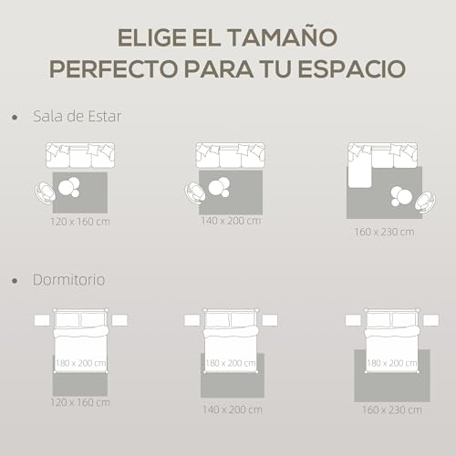 HOMCOM Alfombra Salón 120x160 cm Alfombra Lavable en Lavadora Pelo Largo Suave Estilo Moderno Tapete para Sala de Estar Dormitorio Comedor Blanco Crema - imagen 6