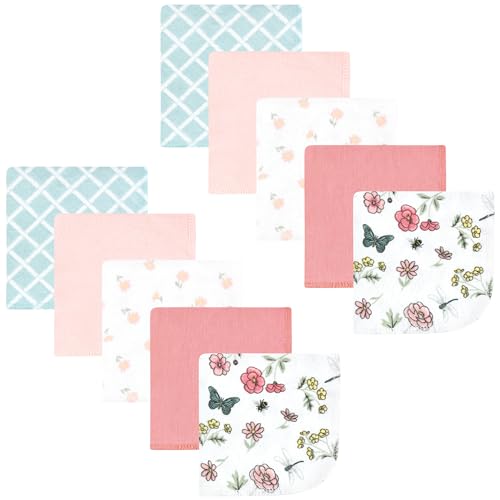 Image of Hudson Baby Unisex Baby Flannel Cotton Washcloths, Hummingbird Garden 10 Pack, One Size