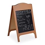 Für draußen: Braun-schwarze Standtafel für Ihre Werbebotschaft auf dem Gehweg – Lockt Kunden ins Café