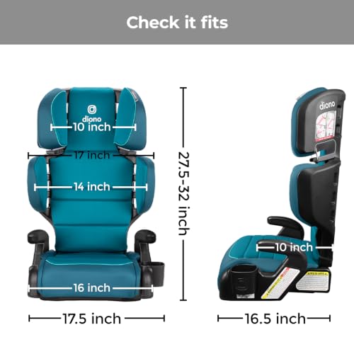 Image of Diono Connect3 R 2-in-1 High Back Booster, Slim Fit 3-Across in Many Mid-Sized Sedans and SUVs, for Children from 40-120 lbs., Lightweight with Cupholder, Blue Razz Ice