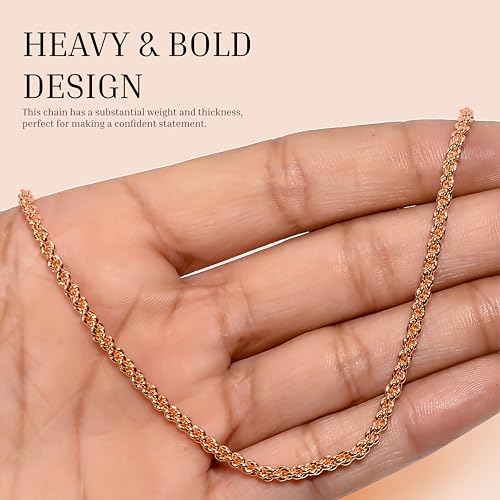 Pure Copper Diamond Cut Chain Necklace for Men & Women, Heavy Solid Copper Statement Jewelry Gift, Multiple Lengths (16–26 Inch)4