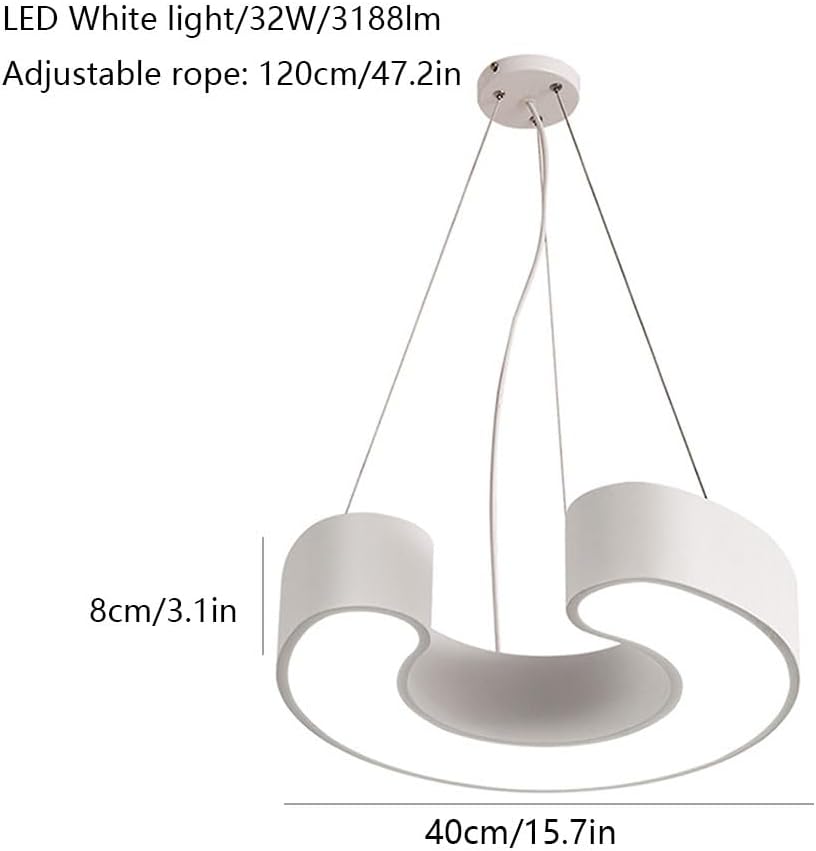 Modern LED Chandelier, 23.6'' Diameter Industrial Style Flush Hanging Light Ceiling Island Lighting, 6000K, Modern in White Light LED Acrylic Suspension Pendant Light