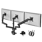 monTEK Triple Monitor Mount for Max 27 inch Computer Screens, 3 Monitor Desk Mount with USB Ports Each Arms Holds up to 19.8lbs, Three Monitors Desk Arm with Swivel, Tilt, Rotation, MA1009PBK-T