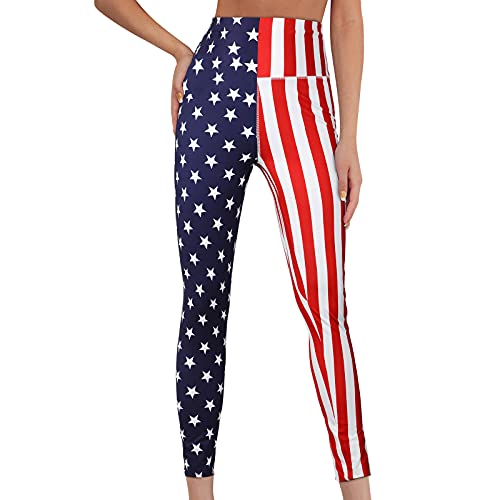 Syhood High Waist American Flag Leggings Women'S Soft Yoga Running Pants With Star Necklace  thumb #2