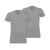 Gerippter Stretchhalsbund Levi\'s Herren Levis Men V-Neck 2P T-Shirt, Grau (Middle Grey Melange 758), Small (Herstellergröße: 010) (2er Pack)