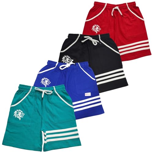 Image of TICOSS Boys Pack of 4 Cotton Blend Striped Shorts