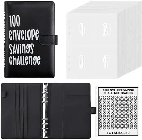 Fichário de desafio de 100 envelopes - Fichário para economia de ...