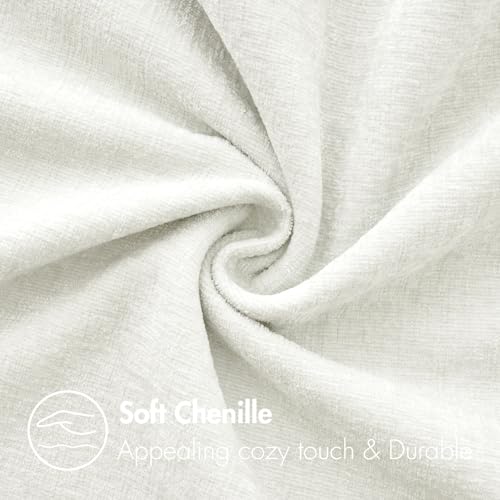 Image of MIULEE Pack of 2 Couch Throw Pillow Covers 18x18 Inch Soft White Chenille Pillow Covers for Sofa Living Room Solid Dyed Pillow Cases