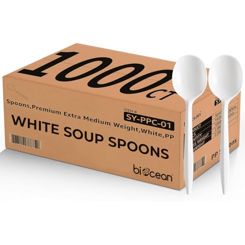 Disposable Plastic Spoons Silverware Bulk Soup Spoon, 1000 Pack