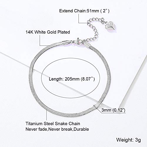 Image of Ankle Bracelets for Women,14K Gold Plated Snake Chain Anklet for Women Beach Cute Anklets