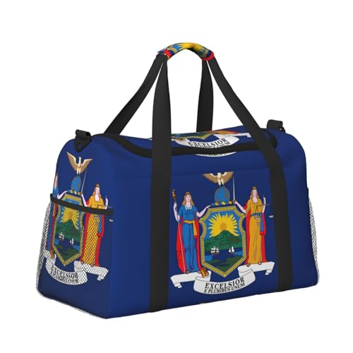 New York flag print Travel Duffle Bag Gym Bag for Women,Puffer Tote Bag,Weekender Overnight Bag Organizer3