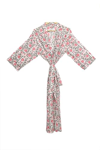 Image of Hand block print Cotton Kimono bikini cover up,Indian Hand block print Cotton Bath Robe,Swim Wear,Nighrwere Dressing Gown