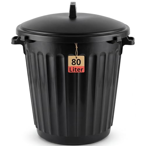 BigDean Mülltonne 80 Liter 55cm durchmesser verschliessbarem Deckel