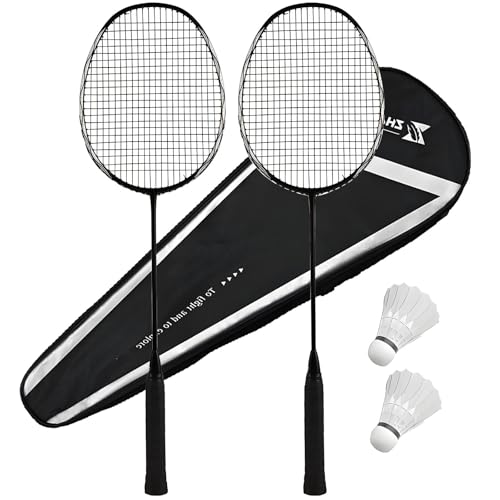 Yfvmybaf Badmintonschläger-Set Schwarz mit Tasche