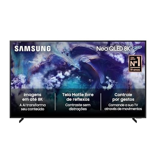Samsung Vision AI TV 75" NEO QLED Ultra 8K QN900F 2025, Mini LED, Upscaling em 8K com AI, Tela Matte, Controle por Gestos, Painel até 165hz