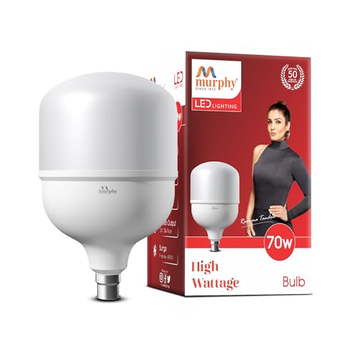 Image of Murphy 70W LED Bulb - Cool Daylight | High Wattage Energy-Saving Bulb | B22 Base | Long Life | 6500K Bright White | 2-Year Warranty (Pack of 1)