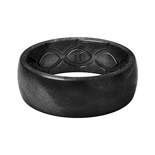 Groove Life Metallic Black Pearl Ring - Breathable Silicone Wedding Rings for Men, Lifetime Coverage, Unique Design, Comfort Fit Ring - Size 10