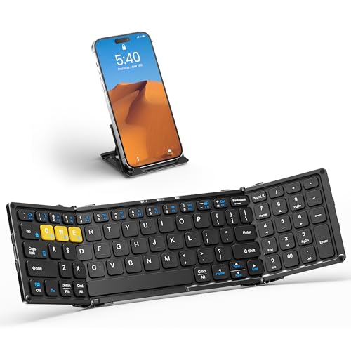 Artciety Foldable Bluetooth Keyboard, Folding Portable Wireless Keyboard with Numeric Keypad, Pocket Travel Keyyboard for MacOS Android Windows iOS, Sync Up to 3 Devices (BT5.1 x 3)