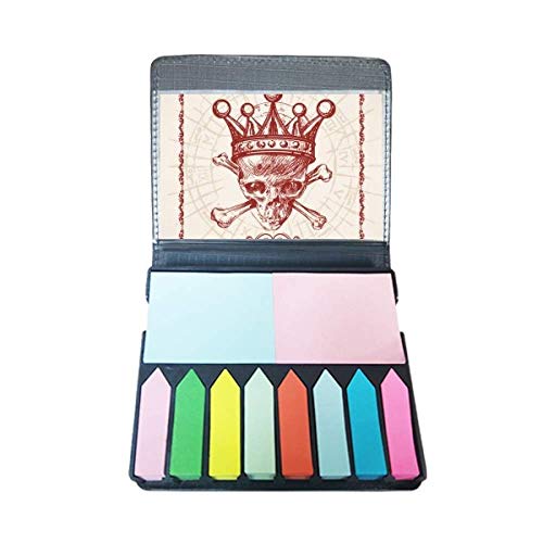 Marqueur de Page Carte de Poker Rouge Crown Squelette et Boîte de Notes Adhésives Colorées