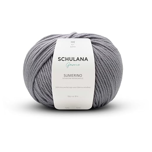 SCHULANA Sumerino, 100% Schurwolle (Merino extrafine, mulesing-free), zum Stricken und Häkeln, 50g ca 85m, Silbergrau 087