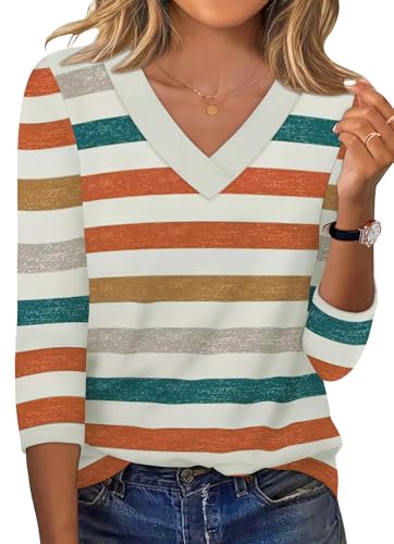 Image of XIEERDUO 3 /4 Length Sleeve Womens Tops V Neck T Shirts Summer Clothes Basic Blouses Dressy Casual 2026 Spring Outfits