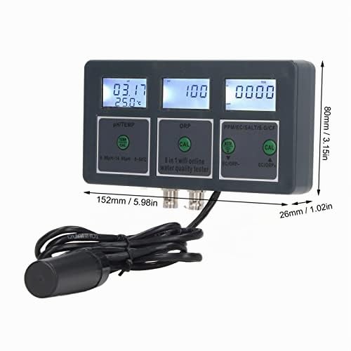 Fockety Testeur de qualité d'eau, 8 en 1 S.G PH EC Salt ORP TDS CF Temp Meter WiFi Online Digital Water Tester, Mobile App Monitoring 0.01 Resolution PH Meter for Spas Aquariums