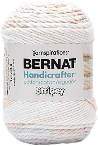 Bernat Handicrafter Stripey Linen Yarn - 6 Pack Of 85G/3Oz - Cotton - 4 Medium (Worsted) - 130 Yards - Knitting/Crochet #TOP1