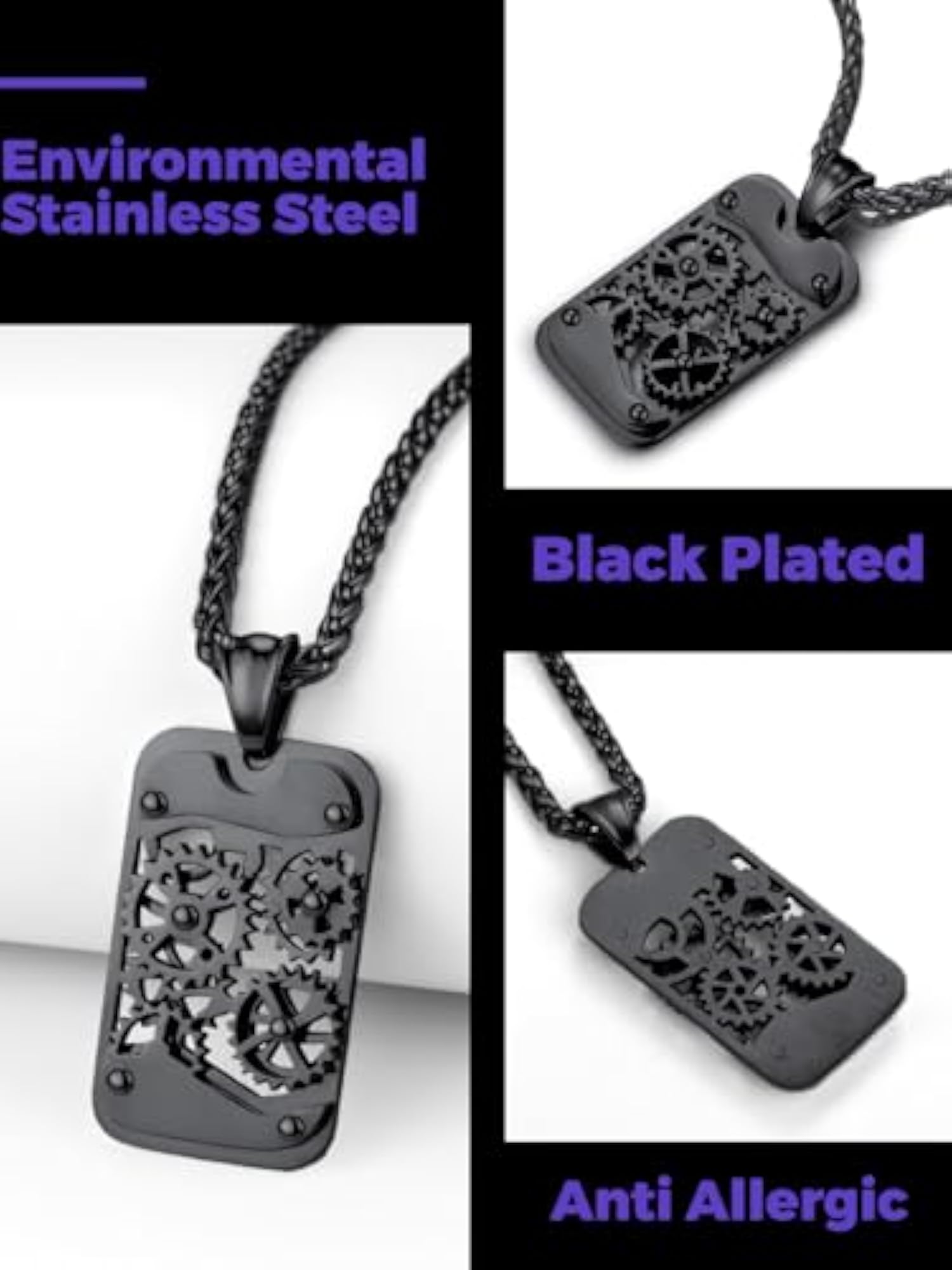 Hip Hop Military Style Dog Tags Pendant Necklace