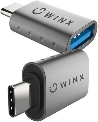 Winx Link Simple Type-C to USB Adapter, Black/Grey, 2-Piece Set