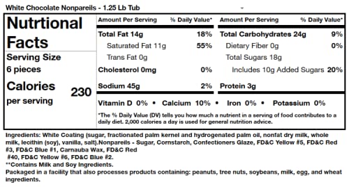 Miniatura 4 de Chocolate Nonpareils - 1.25 Lb (20 Oz) Tina (Chocolate Blanco Nonpareils)