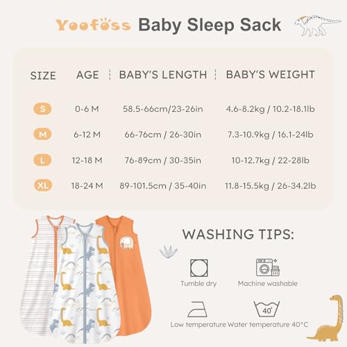 Image of Yoofoss Baby Sleep Sack 0-6 Months Wearable Blanket for Babies 100% Organic Cotton 2-Way Zipper TOG 0.5 Toddler Sleeping Sack 3 Pack, Comfy Lightweight Sleep Sacks