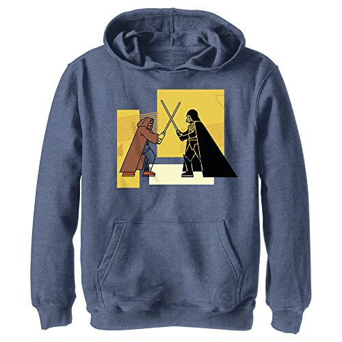 Sweat à capuche enfant Star Wars Blocky Vader vs Obi-Wan en coton noir