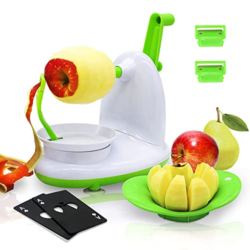 Upgraded Apple Peeler And Corer For Apple Pear Citrus Manual Rotating Kitchen Gadget Includes 2 Replacement Heads And 1 Splitter (White Green) #TOP12