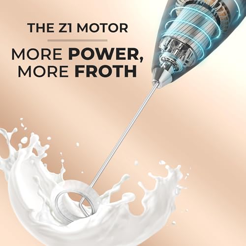 Image of Mini & Mighty Milk Frother Wand - Powerful Handheld Coffee Frother, Battery Operated Drink Mixer - Compact Pocket Size - Detachable Whisk for Latte, Cappuccino, Matcha, Hot Chocolate