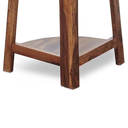 Image of Custom Decor Jai Salasar Handicraft Custom Decor Edison Solidwood House Corner Wall Rack Shelf Heavy Duty Set of 5 Tier Shelf - Honey Teak Brown