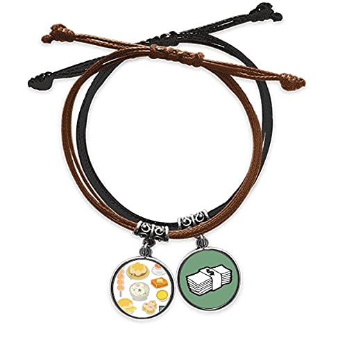 Pulsera de cuerda y cuero de cocina local de Hong Kong con amuleto de dinero