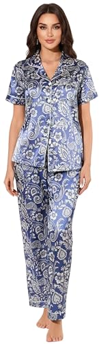 Image of Night Suit for Women with Full Sleeve Button-Down Top with Pant Dress for Woman, Night Dress for Woman, Cotton Two-Piece Loungewear Set