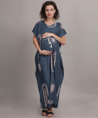 Image of Fabme Women's Printed Kaftan Nursing and Maternity Nighty
