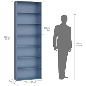 FACBOTALL 82" Tall Bookshelf Bookcase, 7-Tier Open Display Shelves, Blue — photo 3 of 6