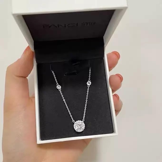 18K Gold Plated Elegant Sterling Silver Necklace with Round Cubic Zirconia Pendant – Minimalist Jewelry for Women - Image 2